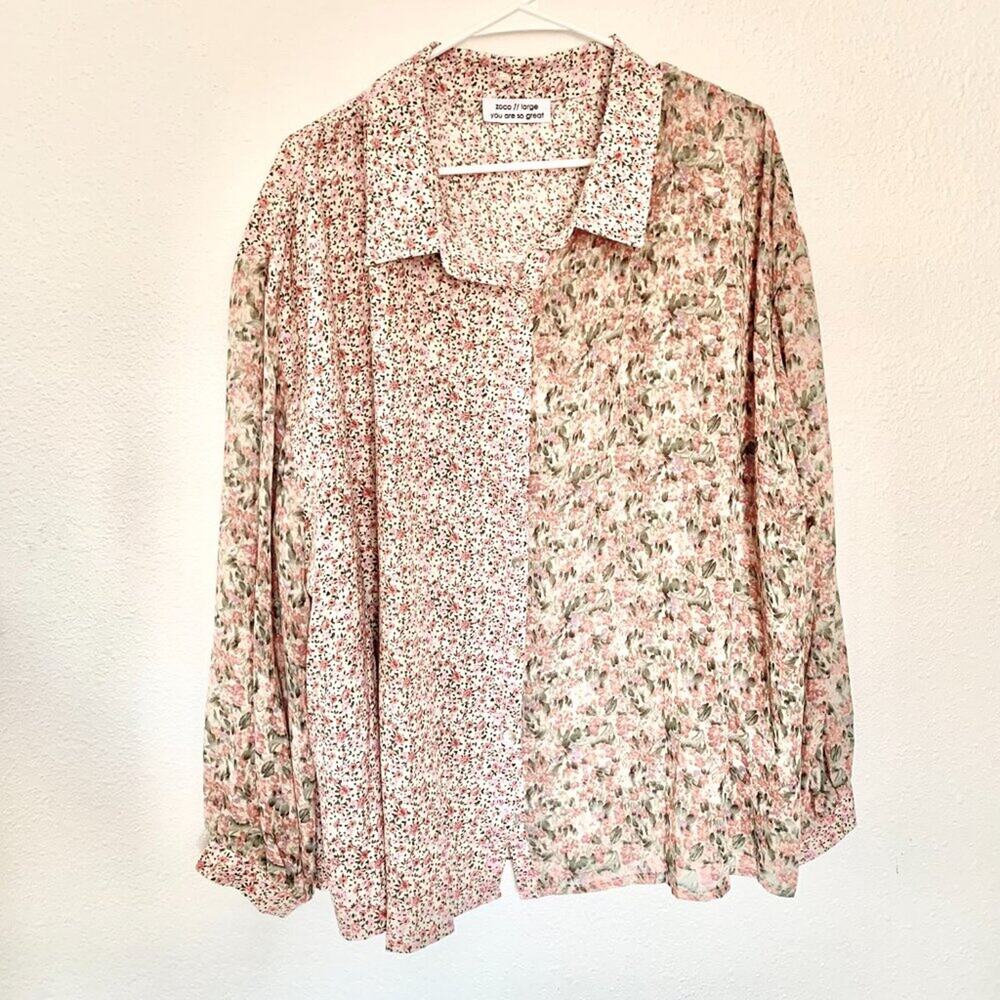 Shop zoco You are so great floral oversize button down shirt